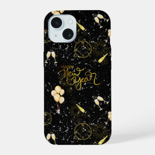Happy New Year 2026 Seamless Pattern iPhone 15 Case