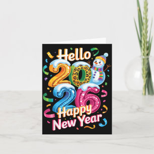 Happy New Year 2026 Snowman Colourful Celebration  Card