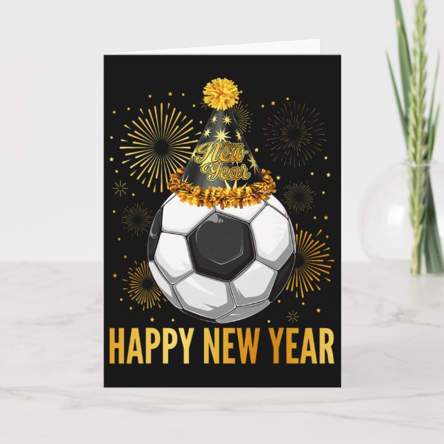 Happy New Year 2026 Soccer Party Hat New Years Eve Card (Front)