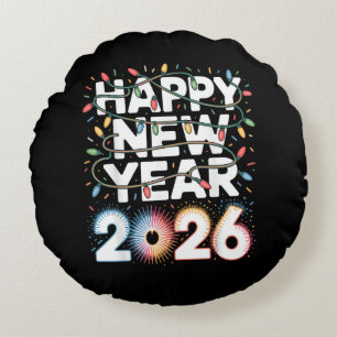 Happy New Year 2026 Sparkle Shirt for Women Round Cushion