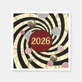 Happy New Year 2026, spirals and bubbles  Napkin