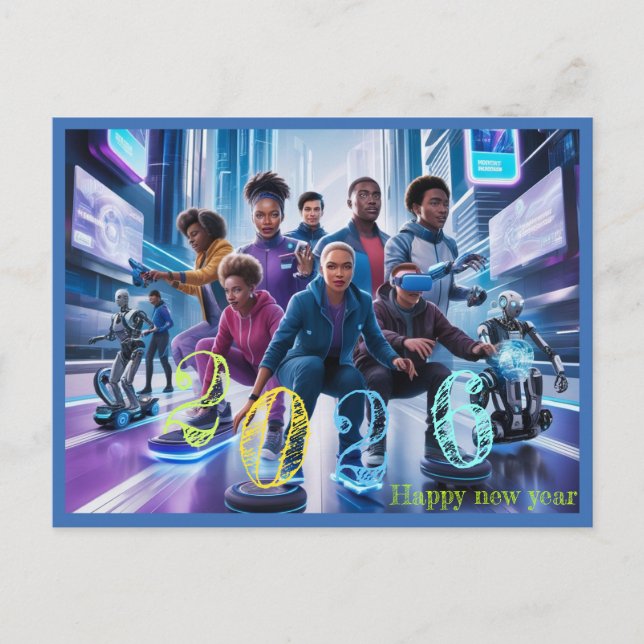 Happy New Year 2026 typography gift Holiday Postcard (Front)