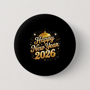 Happy New Year 2026 Vintage Disco Family Party Cel 6 Cm Round Badge