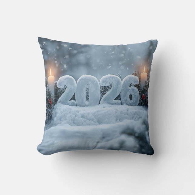 happy new year 2026 winter cushion (Front)