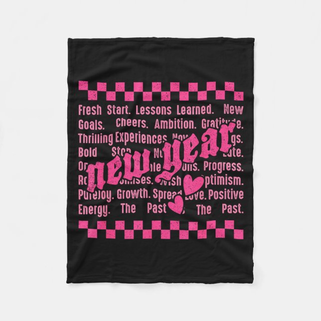 Happy New Year 2026 Words Family Matching New Year Fleece Blanket (Front)