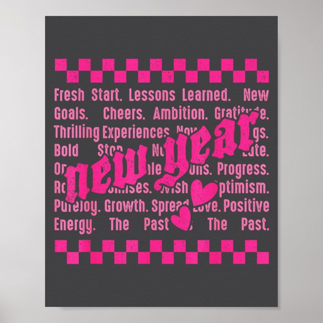 Happy New Year 2026 Words Family Matching New Year Poster (Front)