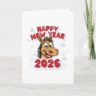 Happy New Year 2026: Year of the Horse Mascot Card