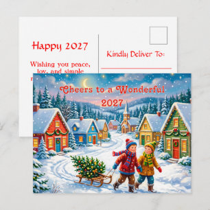 Happy New Year 2027 Celebration Holiday Postcard