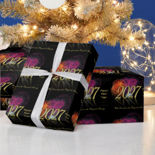 Happy New Year 2027 Gold Fireworks Wrapping Paper