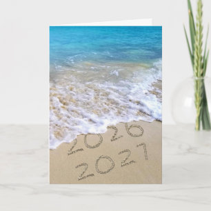 Happy New Year 2027 Ocean Beach Holiday Card