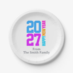 Happy New Year 2027 Paper Plate