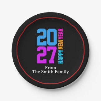 Happy New Year 2027 Paper Plate