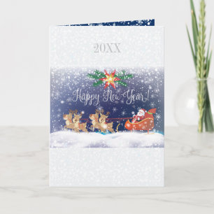 Happy New Year 2027 & Santa Christmas Whimsical Holiday Card