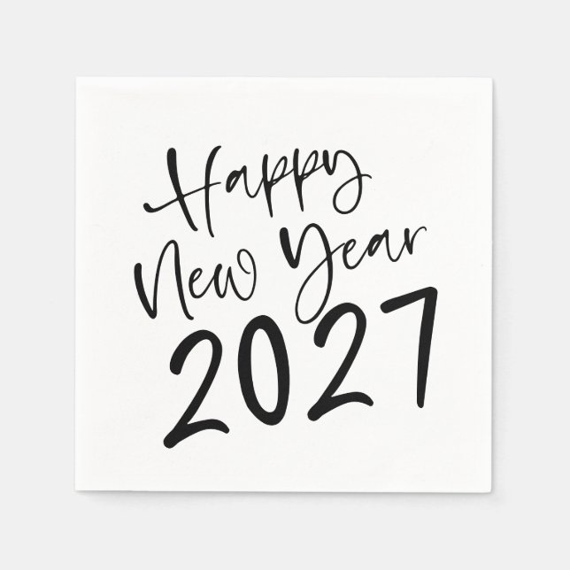 Happy New Year 2027 Script  Napkin (Front)