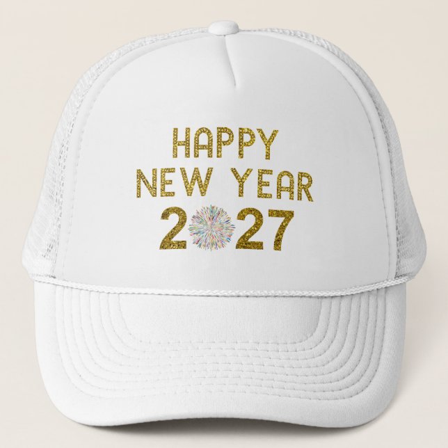 Happy New Year 2027 Trucker Hat (Front)