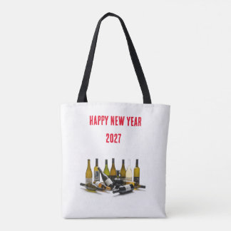 Happy New Year 2027 Wine Tote Bag