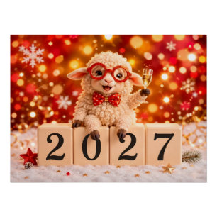 Happy New Year 2027 Year of the Goat Sheep Poster