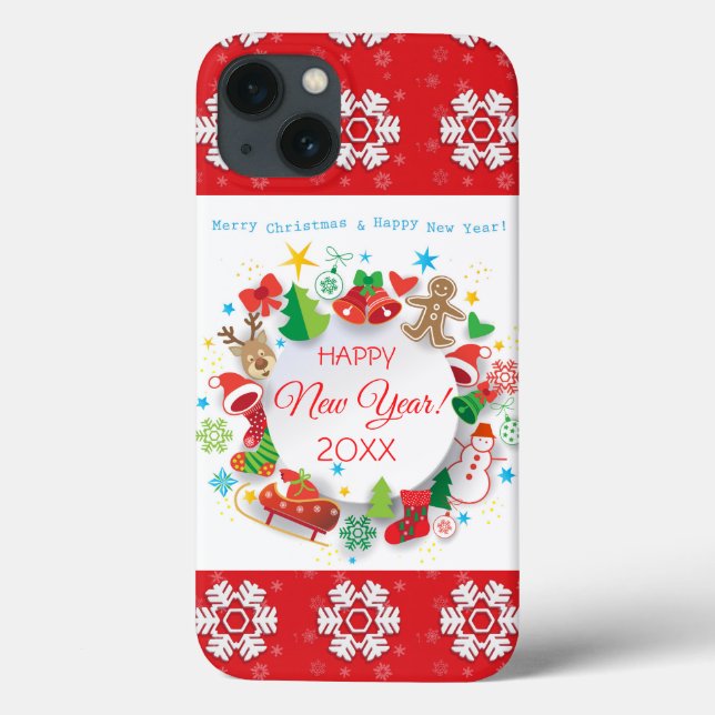 Happy New Year 20XX & Christmas Characters Case-Mate iPhone Case (Back)