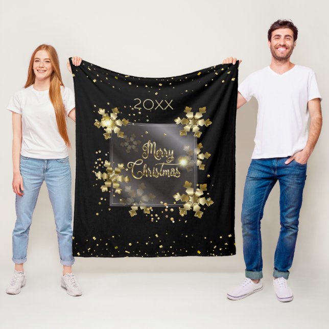 Happy New Year 20XX & Gold Christmas Luxury Fleece Blanket (In Situ)