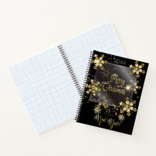 Happy New Year 20XX & Gold Christmas Luxury Notebook
