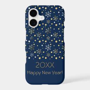 Happy New Year 20XX & Gold Christmas Snowflakes