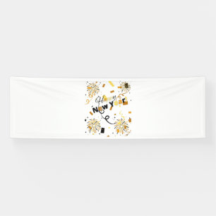 Happy New Year 2.5x8 Vinyl Banner