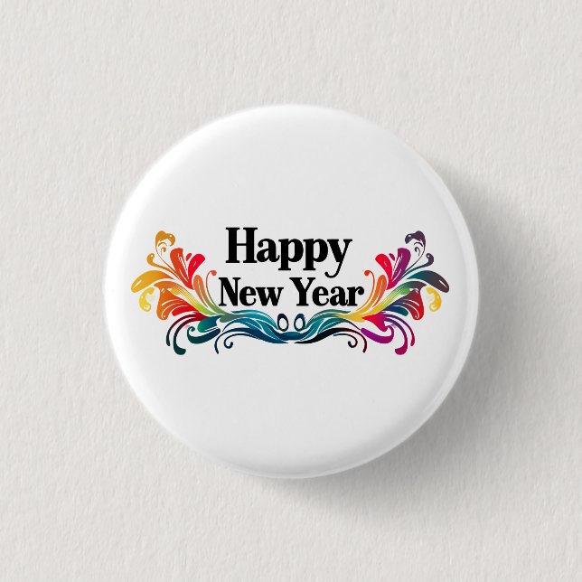 Happy New Year 3 Cm Round Badge (Front)