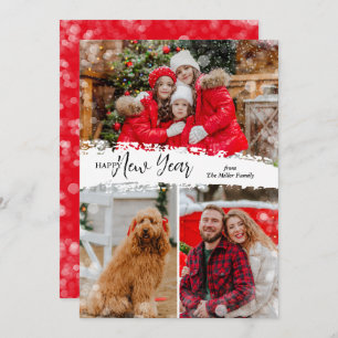 Happy New Year 3 Photo Holiday Card