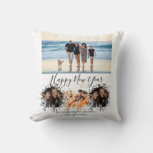 Happy New Year 4 Collage Multi photo Cushion