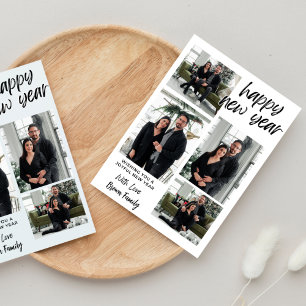 Happy New Year 4 Collage Multi-Photo Holiday Card
