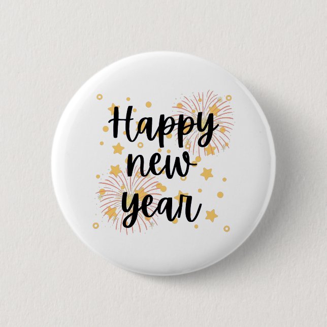 Happy New Year 6 Cm Round Badge (Front)