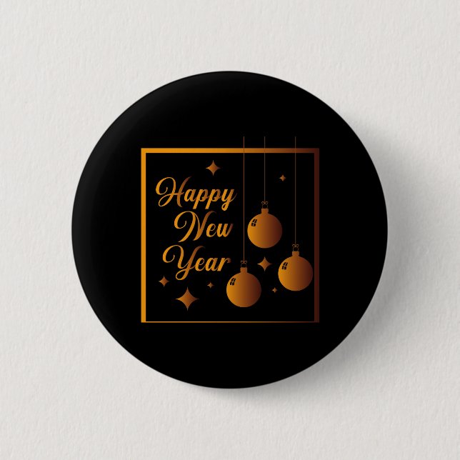 Happy New Year 6 Cm Round Badge (Front)