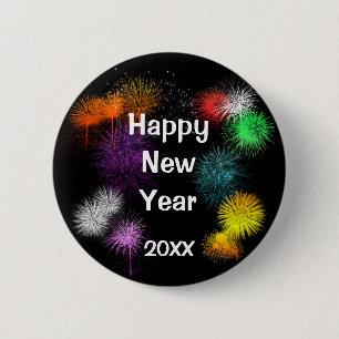 Happy New Year 6 Cm Round Badge