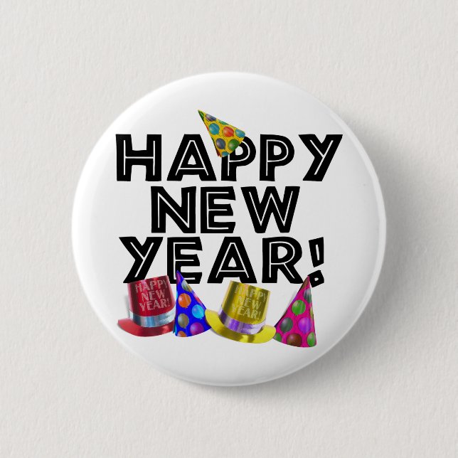 HAPPY NEW YEAR! 6 CM ROUND BADGE (Front)