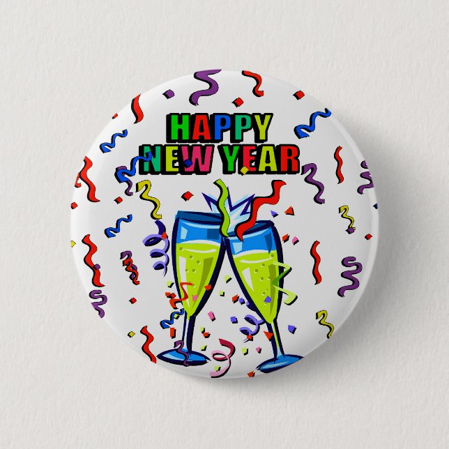 Happy New Year 6 Cm Round Badge (Front)