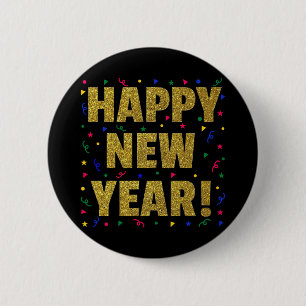 Happy New Year 6 Cm Round Badge