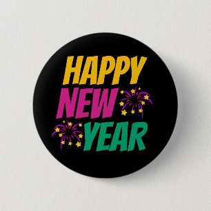 Happy New Year  6 Cm Round Badge