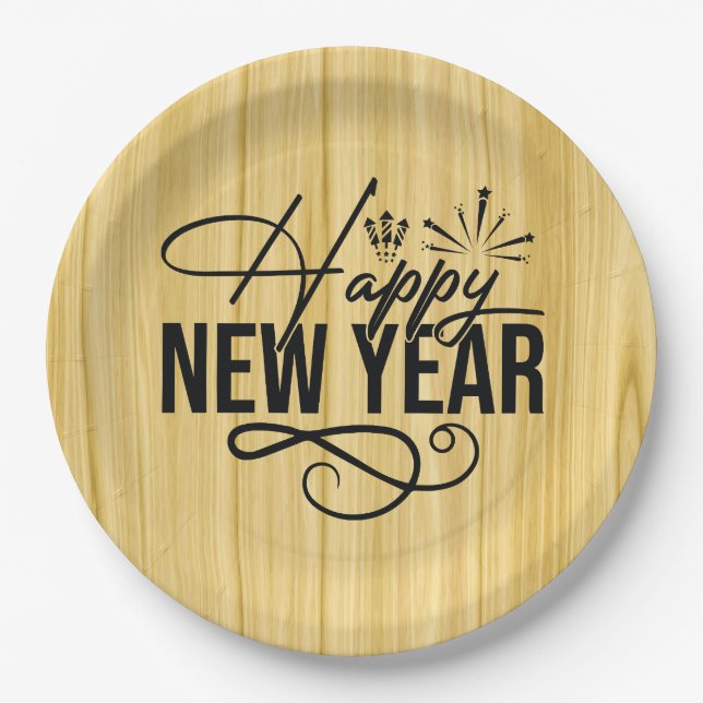 Happy New Year-83852 Paper Plate (Front)