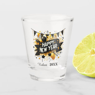 Happy New Year add date year drinking party  Shot Glass