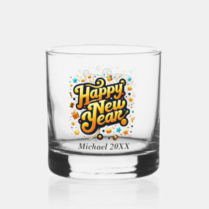 Happy New Year add name  Whiskey Glass