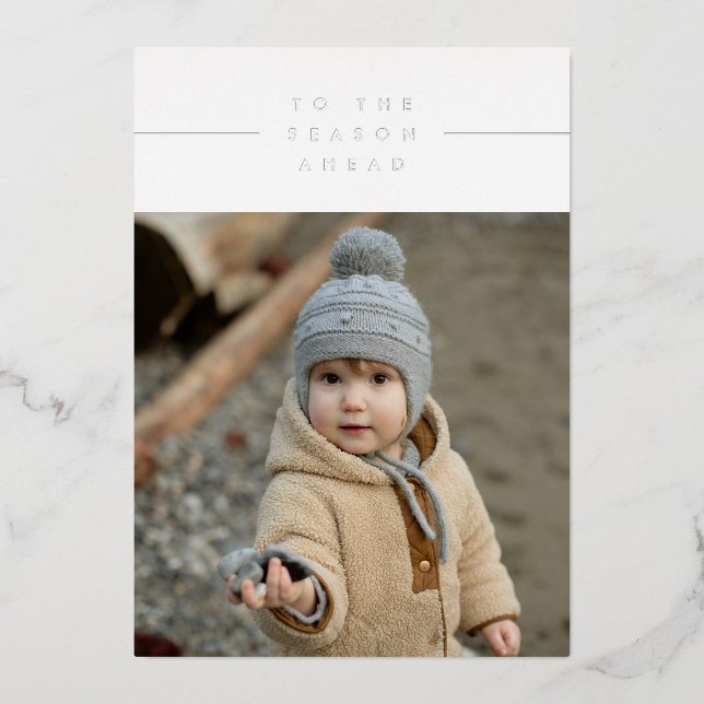 HAPPY NEW YEAR Add Your Family Photo Foil Holiday Card (Front)