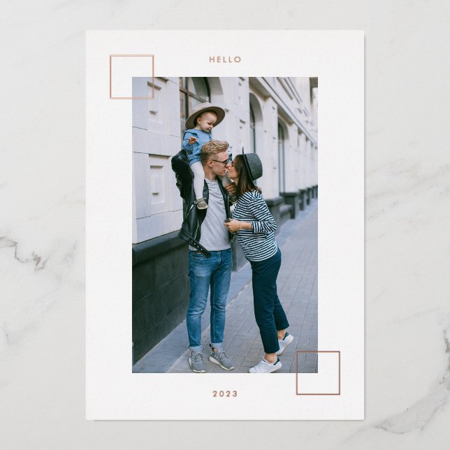 HAPPY NEW YEAR Add Your Family Photo Foil Holiday Card (Front)