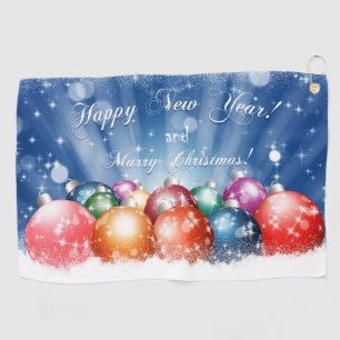 Happy New Year and Merry Christmas baubles Golf Towel