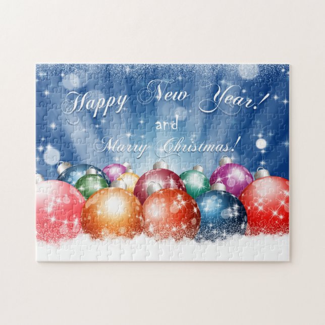 Happy New Year and Merry Christmas baubles Jigsaw Puzzle (Horizontal)
