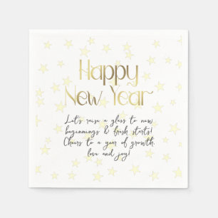 Happy New Year and Wishes Gold Napkin