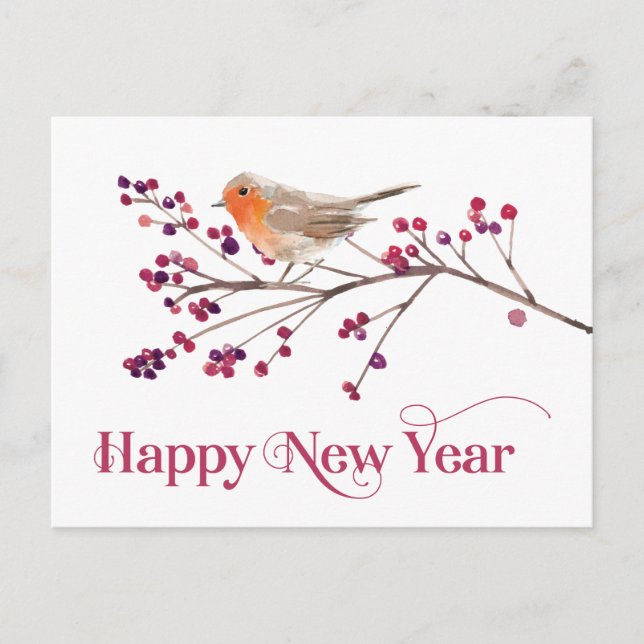 Happy New Year Announcement Holiday Postcard (Front)