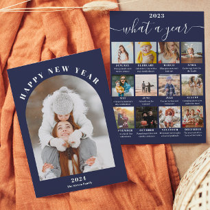 Happy New Year arch year in review 13 photos blue Holiday Card