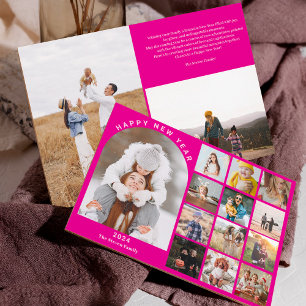 Happy New Year arch year in review 15 photos pink Holiday Card