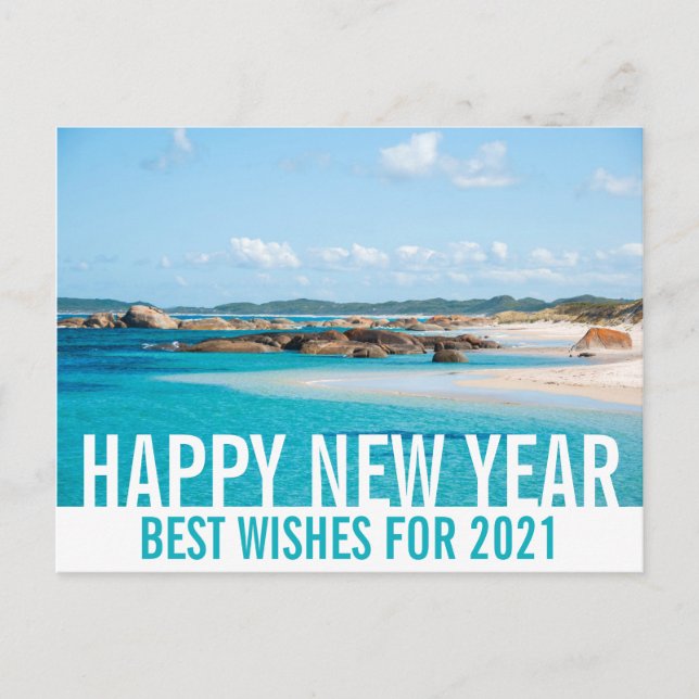 Happy New Year Australia Beach Landscape Paradise Postcard (Front)