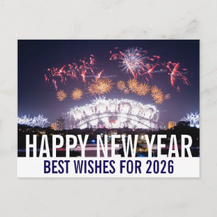 Happy New Year Australia Sydney Harbour Fireworks  Postcard